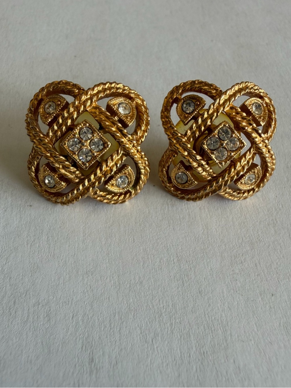 Gold-Tone Braided Knot Crystal Stud Earrings - Women Jewelry